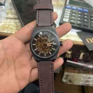 Fossil Everett Automatic Dark Brown LiteHide Leather Watch