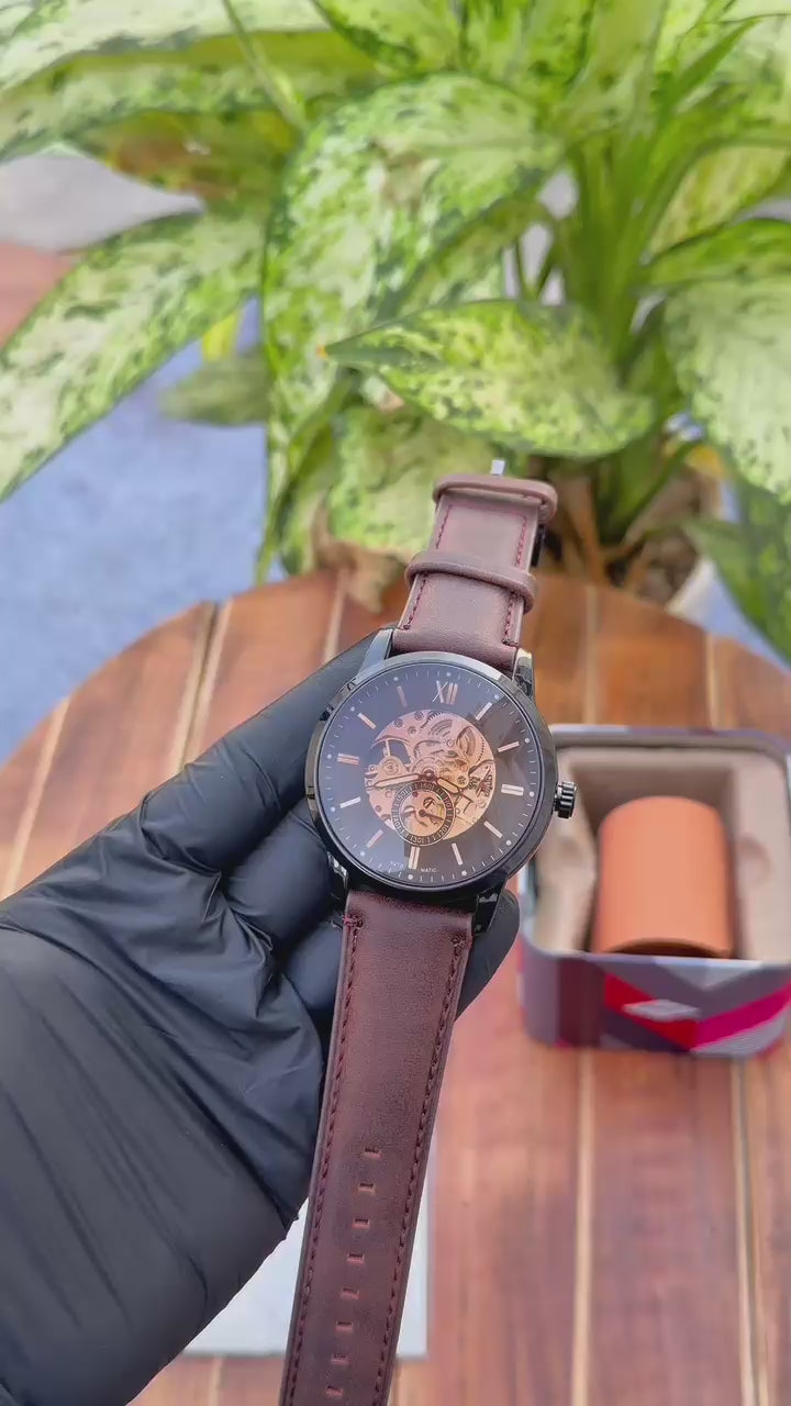 Fossil Townsman Automatic Brown Leather Watch