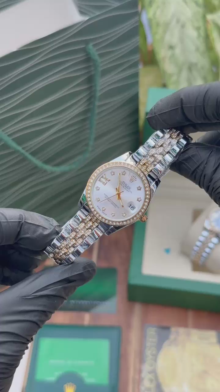Rolex Datejust Two Tone custom iced Ladies Watch