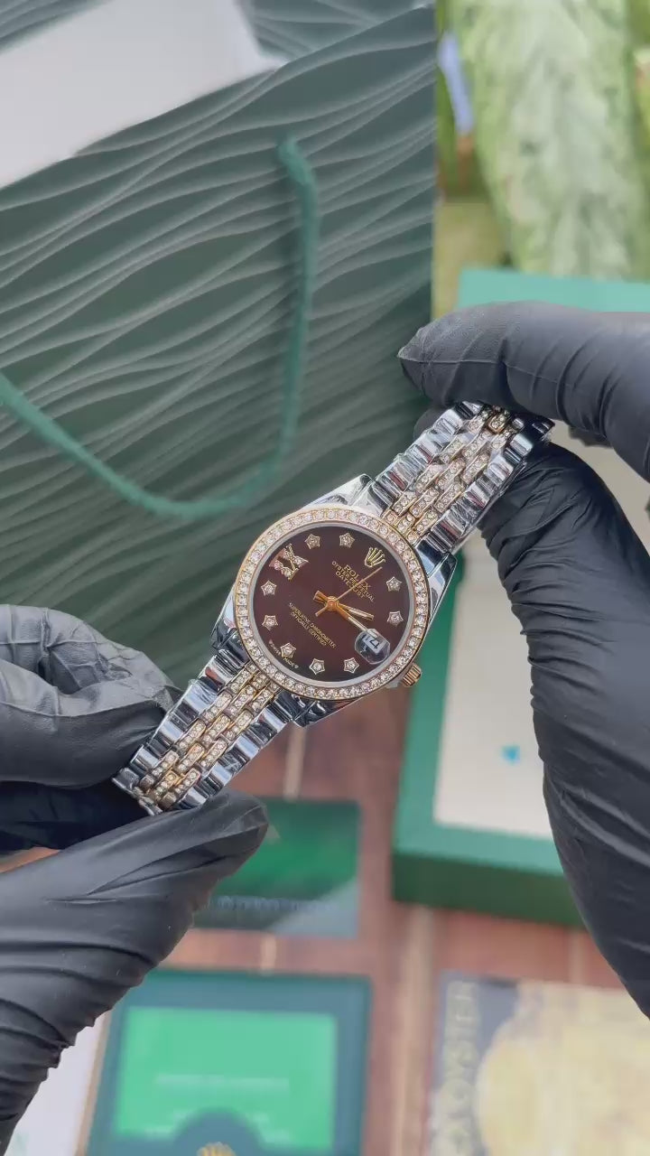 Rolex Datejust Two Tone custom iced Ladies Watch