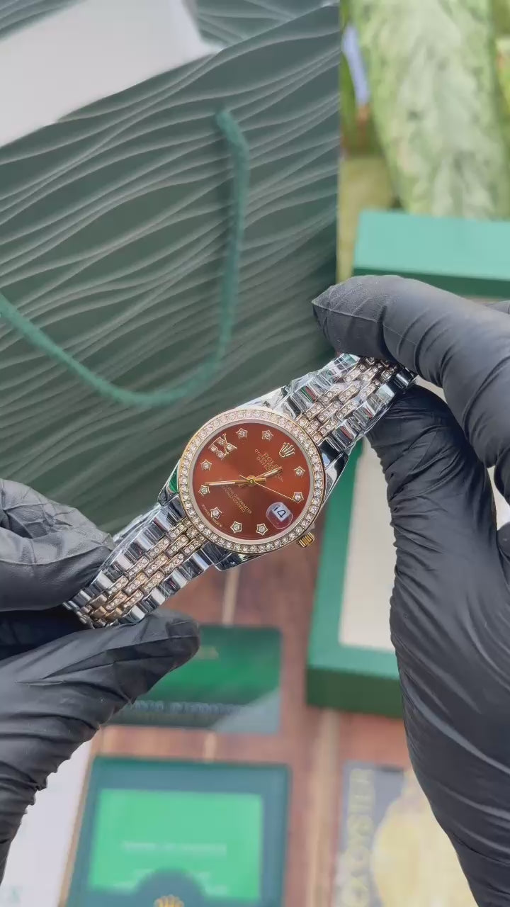 Rolex Datejust Two Tone custom iced Ladies Watch