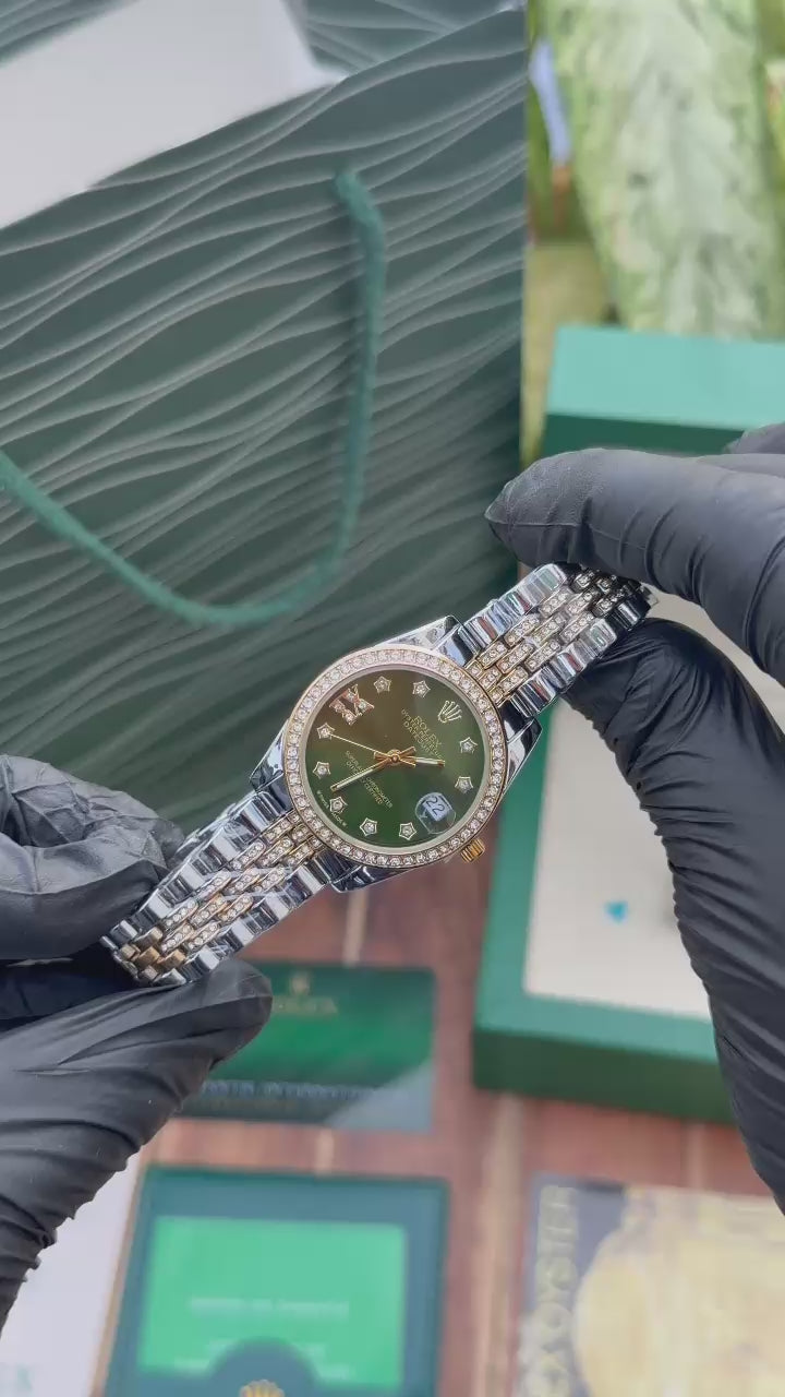 Rolex Datejust Two Tone custom iced Ladies Watch